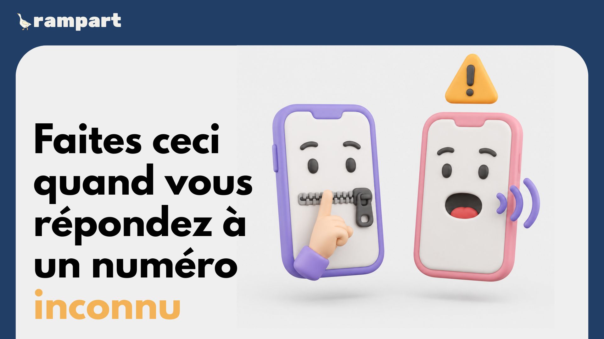 Écran de téléphone avec appel inconnu et avertissement de voix avec IA