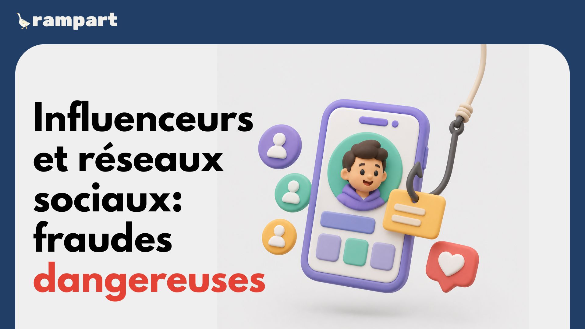 Profil de réseau social avec message frauduleux dangereux