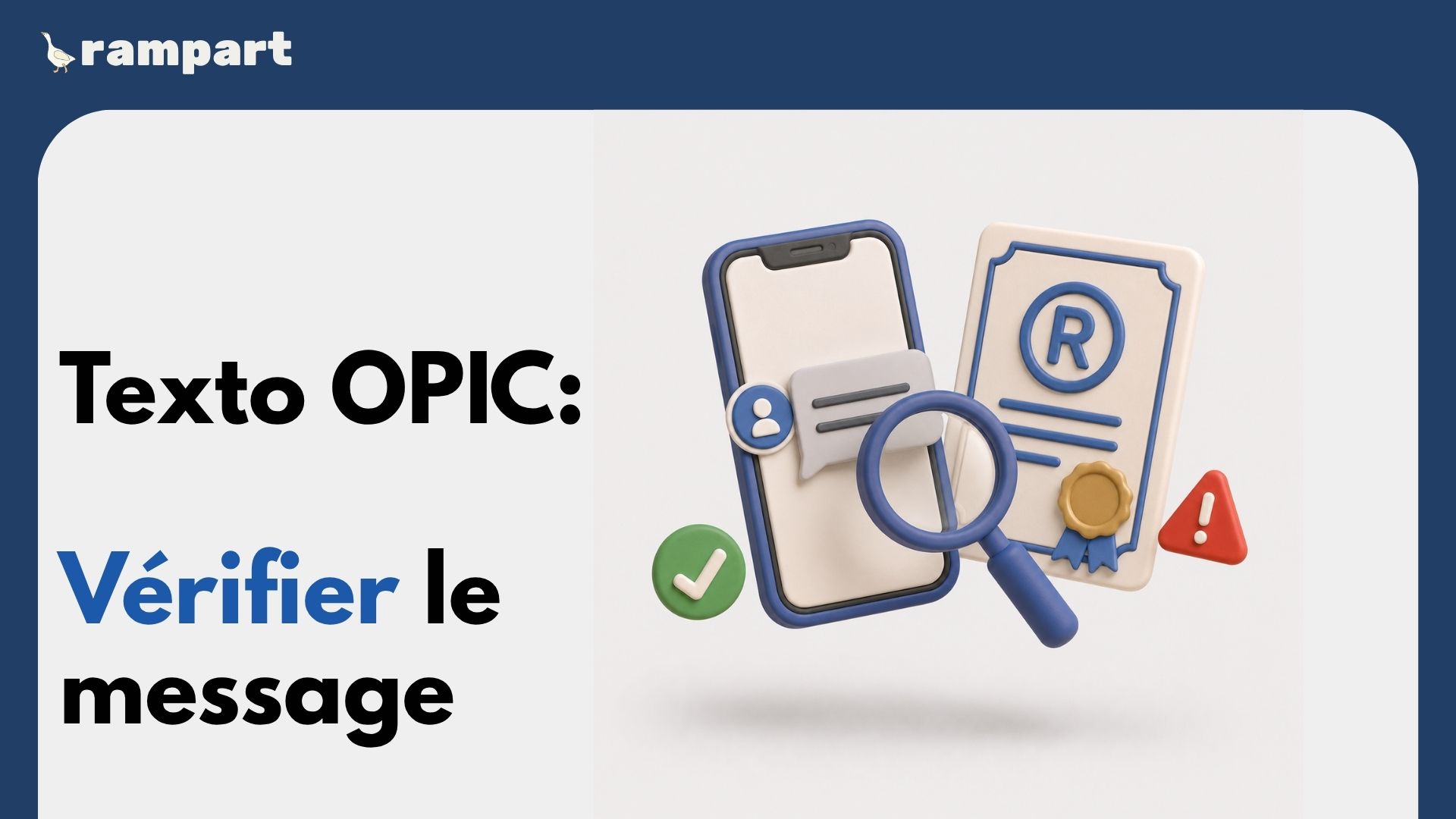 Texto frauduleux de l'OPIC vérifié avec une loupe et un document de marque de commerce