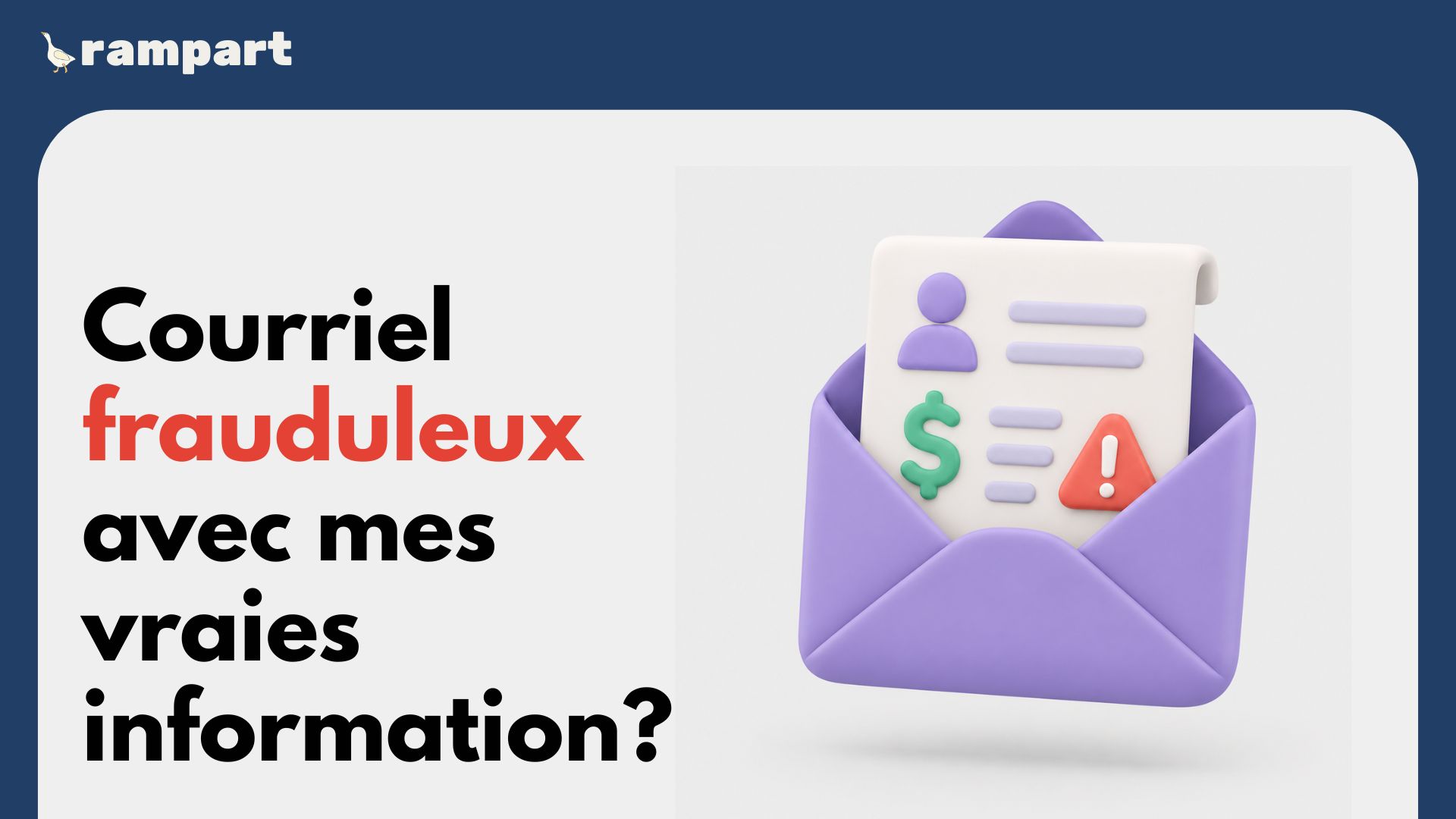 Courriel frauduleux avec informations personnelles masquées
