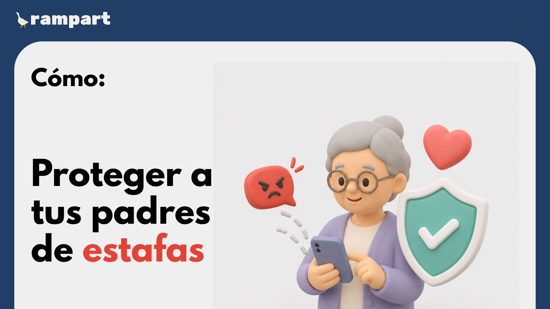 Hijo ayudando a sus papás a revisar protección contra fraudes