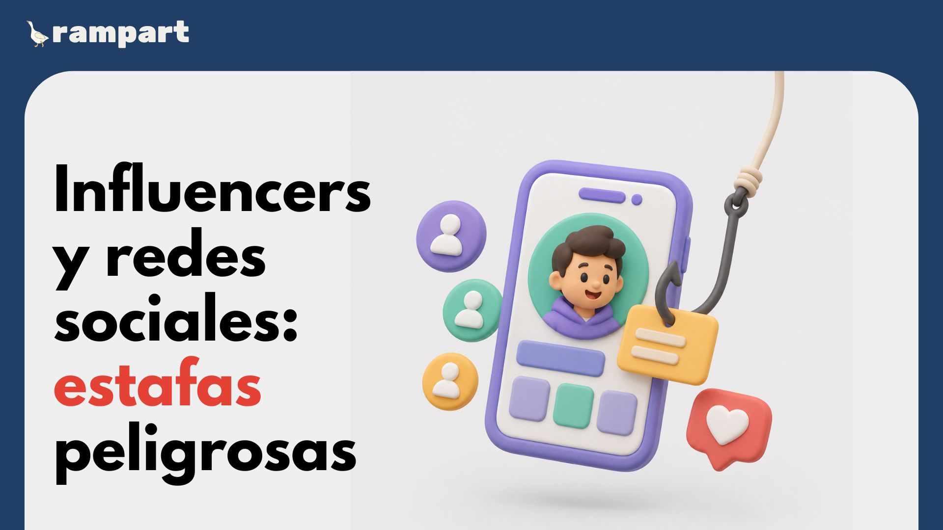 Perfil de red social con mensaje de estafa peligroso